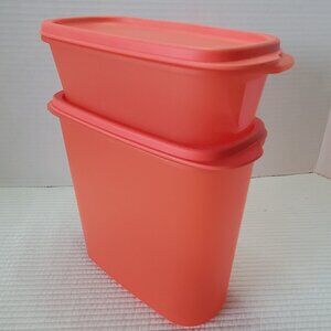 2 Tupperware Modular Mates Oval Set Containers Lids Orange 7x6 7L 2.5x6 500ml